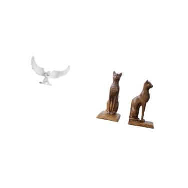 Imagem de Fenteer Estatueta de Resina de Gato Anjo, Escultura, Ornamento Decorativo, Suporte para Livros, para Escritório, Inauguração de Casa, Estante, Corredor, Mesa,