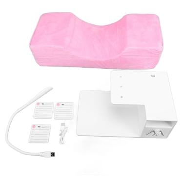 Imagem de Travesseiro de extensão de cílios com prateleira, organizador, 3 brilho, luz led, iluminação azul, rosa, formato de u, extensão de cílios, suporte de prateleira