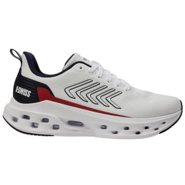 Imagem de K-Swiss Tênis masculino Melrose Tubes Lite, Branco/azul marinho/vermelho, 41
