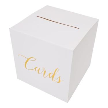 Imagem de GLOGLOW Caixa de Cartão Branca, Porta-cartão de Presente Elegante Com 10 Cartões Em Branco para Casamentos e Festas de Aniversário, 22x22x22,5cm, Material de Papel Durável