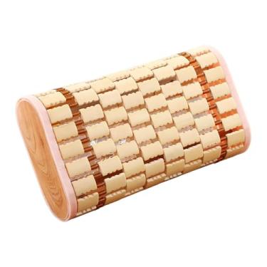 Imagem de Fenteer Almofada de apoio de cabeça de sauna de bambu, confortável, suave para sauna, para adultos, spa doméstico, almofada oca a vapor, suporte de pescoço, Frisado