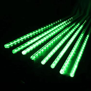 Imagem de Genérico, 8 Tubos de Luz Led 50cm Iluminação Cascata Efeito Gelo Chuva Natal Cor:Verde