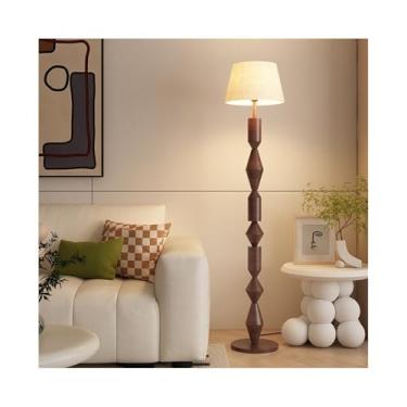 Imagem de Luminária de chão Luminária de piso para sala estar ao lado do sofá, escritório, quarto, luminária vertical com abajur marrom