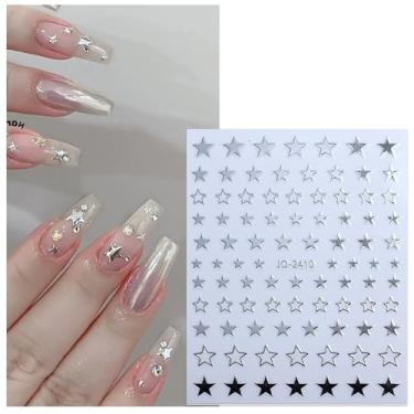 Imagem de Adesivos de unhas de gel semicurado para mulheres - Tiras de unhas de estrela funcionam com arte de unhas, decalques de gel de salão para unhas acessórios DIY