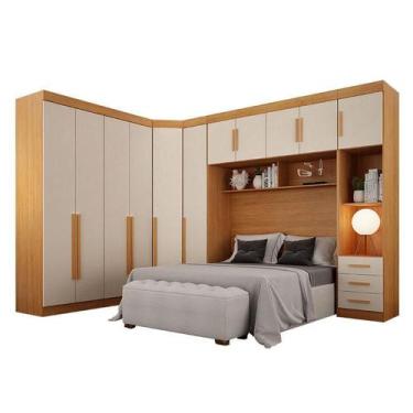 Imagem de Quarto de Casal Modulado 11 Portas Orion Cinamomo Off White - Leifer M
