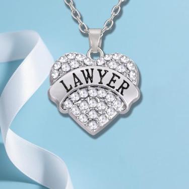 Imagem de Colar de advogado com strass e coração para advogados, presentes de agradecimento para advogados, One Size, Aço inoxidável, Sem Pedra Preciosa