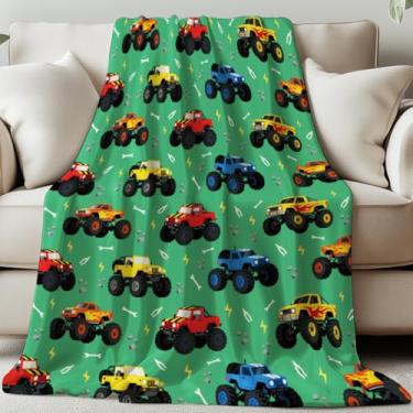 Imagem de GLOBLELAND Cobertor de flanela para caminhões off-road 150 x 129 cm, lavável com relâmpago, cobertor felpudo para sofá, cadeira, sofá, cama, dormitório, casa