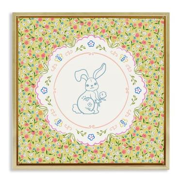 Imagem de Stupell Industries Arte de parede floral Spring Bunny & Sprig Brown Floater Canvas Floater, design por Angela Steahling, 45,7 x 45,7 cm