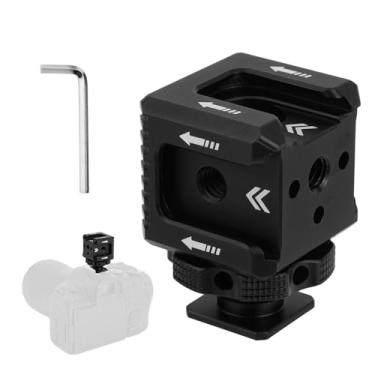 Imagem de Adaptador de Montagem Sapata Fria, Suporte Extensão Sapata Fria Câmera Metal com Furos Parafuso de 1/4" para Monitor Microfone Luz Flash Compatível com Câmeras DSLR (Preto)