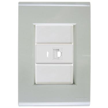 Imagem de Cj Tomada Rj45 Rj 45 Ethernet Liz Verde Ardósia Tramontina Completo Pronto Tramontina
