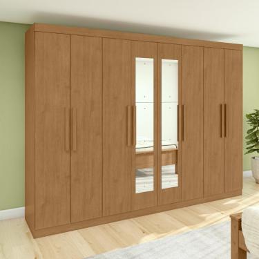 Imagem de Guarda-roupa Casal Easy Slim 8 Portas Com Espelho Amendoa Clean Lopas