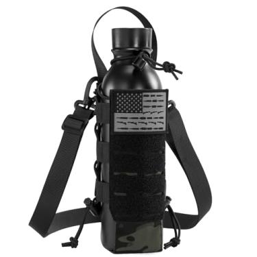 Imagem de VISIONTAC Bolsa tática MOLLE Suporte para garrafa de água com alça de ombro, bolsa modular para caminhadas ao ar livre, acampamento, caça, pesca, airsoft