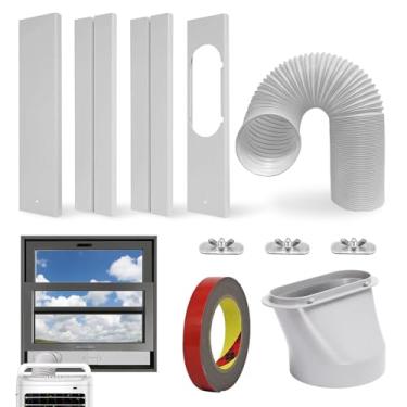 Imagem de Kit de ventilação portátil de ar condicionado com mangueira de 150 cm de comprimento ajustável, kit de janela CA portátil para janela vertical/horizontal para adaptador de mangueira de exaustão
