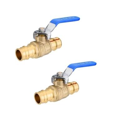 Imagem de (pacote com 2) Válvula esférica de latão EFIELD de expansão Pex-A de 2,5 cm para tubo Pex-A, conexão de expansão ASTM F1960 apenas, nível azul, (VALVE423)