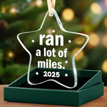 Imagem de Presentes de corredor – Ornamento motivacional de vidro estrela para corredor de maratona, entusiasta de fitness ou atleta; lembrança de conquista para Natal, Ano Novo, aniversário ou celebração de