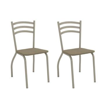 Imagem de Cadeira De Cozinha Portugal 2c007nk Aço Kit 2 Un Niquel-boucle Bege Fendi - Kappesberg