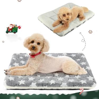 Imagem de Mora Pets Cama de animal de estimação ultra macia lavável para cães grandes, médios e pequenos, reversível, velo, crate, canil, almofada de canil, forro de cama 58 x 45 cm, cinza