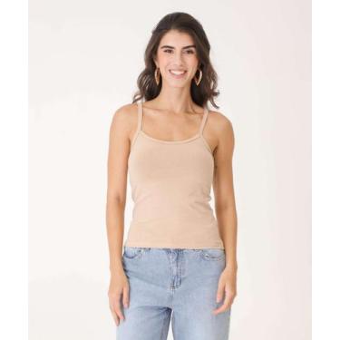 Imagem de Blusa Regata Feminina Cotton Alças Finas Marisa-80024, Bege, PP
