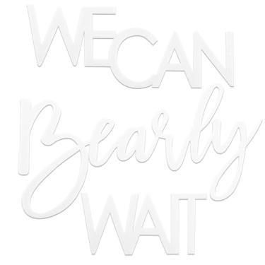 Imagem de Placa Felt We Can Bearly Wait – Placa de chá de bebê para decoração de foto de balão de festa de revelação de gênero (branco)