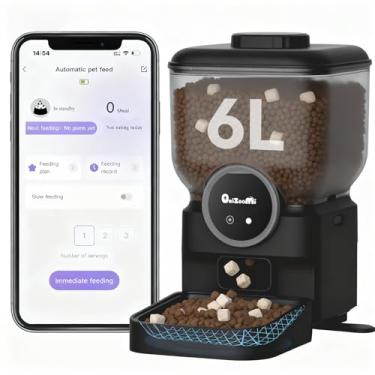 Imagem de Pet Automatico Alimentador para Gatos com Caes - 6L Inteligente Comedouro para Cat com Cães 2.4g Wifi - Eletronico Suporte Programavel Automático Food Dispenser com Steel Pote