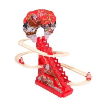 Imagem de simhoa Papai Noel Elétrico Subindo Escadas - Brinquedo com Luz e Música para Crianças, com 3 Figuras Do Papai Noel