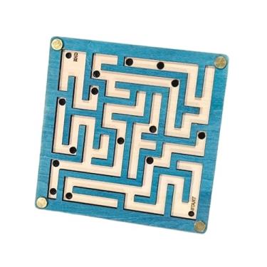 Imagem de menolana Jogo de tabuleiro labirinto de madeira: diversão que aprimora a concentração e a coordenação. Quebra-cabeça labirinto de bolinhas de gude para meninos, Quadrado