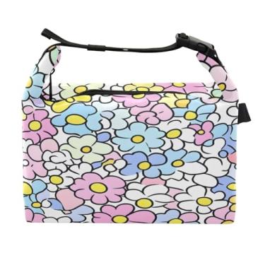 Imagem de STAYTOP Lancheira pequena de flores pastel com fivela de alça, lancheira isolada para meninos e meninas, lancheira térmica para trabalho escolar