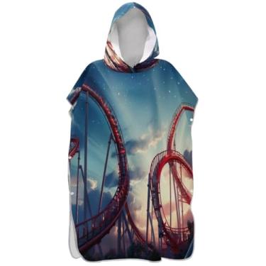 Imagem de Joisal Roupão engraçado para trocador de montanha-russa para adultos, plus size, masculino, feminino, poncho com capuz, praia, capuz, toalha de natação