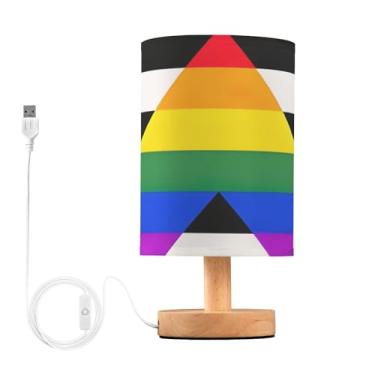Imagem de Joisal Luminária de mesa de cabeceira Straight Ally Pride Mix LGBT para quarto com abajur de linho USB, decoração de mesa de cabeceira