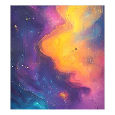Imagem de Adesivo de painel magnético de geladeira Space Nebula, capa de eletrodoméstico de ímãs de geladeira 58 cm L x 66 cm A