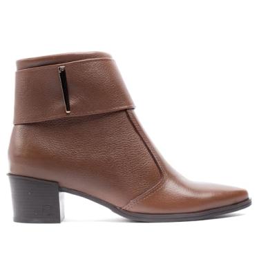 Imagem de Bota Feminina Pegada em Couro Cano Curto Marrom - 37