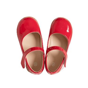 Imagem de Sapatilhas Mary Jane para meninas pequenas, sapatos sociais macios de princesa com laço para festa de casamento, uniforme escolar, caminhada casual, Natal e batismo, 01 Vermelho, 11 Little Kid