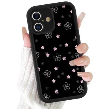 Imagem de FBHGLOA Capa de telefone para iPhone 16 de 6,1 polegadas, lindas flores de pêssego, estampa de flores florais estéticas, capa de telefone de silicone macio TPU à prova de choque para mulheres e