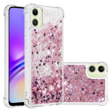 Imagem de LEMAXELERS Capa feminina compatível com Samsung Galaxy A07 com glitter líquido de cristal e areia movediça brilhante à prova de choque TPU bumper capa protetora para celular para Galaxy A07. YBL Love