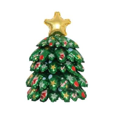 Imagem de Balão Grande De Natal Com Papai Noel, Rena E Árvore Para Decoração De 