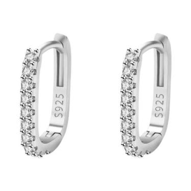 Imagem de Brincos De Argola Em Prata Esterlina 925 Com Cristal De Zircônia Para 