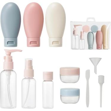 Imagem de Kit Frascos De Viagem 11 Peças Com Necessaire Transparente Antivazamento Livre De BPA Shampoo, Condicionador, Cremes e Cosméticos, com Necessaire