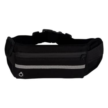 Imagem de Pochete Esportiva Faixa Refletiva Bolsa de Cintura Resistente leve ajustável em Nylon Preta para Corrida caminhada e Atividades ao Ar Livre Academia treino fitness porta celular documentos smartphone