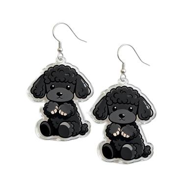 Imagem de OSCCI Adoráveis brincos de acrílico para filhotes de cachorro – Ganchos de liga durável, com tema de animal de estimação fofos, ótimos para roupas casuais e de festa, Acrílico, Sem pedra preciosa