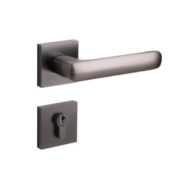 Imagem de Fechadura de porta de madeira maciça maciça maciça magnética simples para uso doméstico, maçaneta dividida, trava mecânica (cinza)