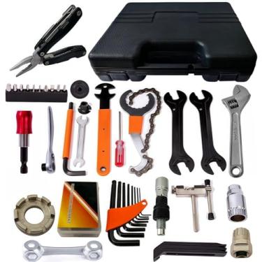 Imagem de Kit de ferramentas de reparo de bicicleta YBEKI – Kit de ferramentas de bicicleta com ferramenta de catraca de tração reversível, ferramenta de corrente de pneu de bicicleta ferramenta de pedal, etc. 6 meses de garantia