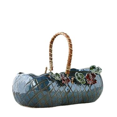 Imagem de Vasos de flores cesta de flores portátil vaso de flores carne verde vaso de flores suprimentos de decoração de jardim (cor: G) (verde)