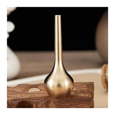 Imagem de Vaso 2 peças mini de metal pequeno vaso decoração de casa lindos vasos de cobre dourados para mesa arranjos de flores ornamentos decoração de sala de estar casa vaso de flores (cor: B) (ouro)