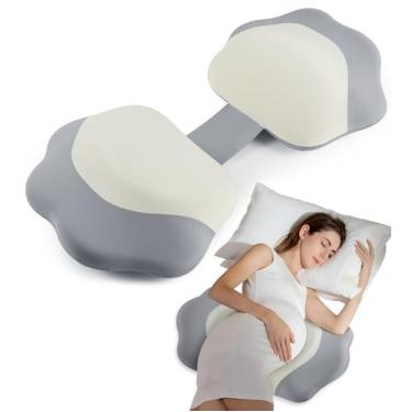 Imagem de Travesseiros de gravidez para dormir, travesseiro de maternidade de espuma viscoelástica para barriga traseira, travesseiro de cunha de viagem ajustável para mulheres grávidas, travesseiros laterais