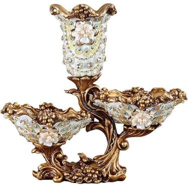 Imagem de Vasos de flores grandes de resina estilo europeu para sala de estar, sala de jantar, mesa de centro de mesa, quarto, escritório, hotel, decoração de casa, vaso decorativo alto pintado à mão, melhor