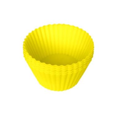 Imagem de Kit 10 Forminhas de Silicone para Cupcake Reutilizáveis Antiaderentes e Resistentes ao Calor (Amarelo)
