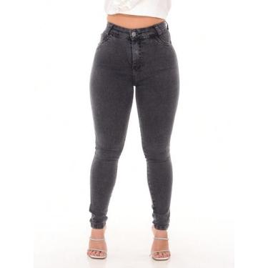 Imagem de Calça jeans preta feminina classica de estilo blogueira new vintage - 