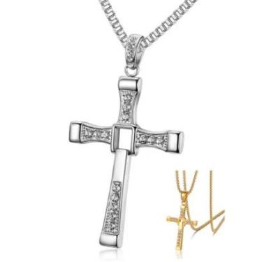 Imagem de Cordão Masculino Corrente Cruz Dom Toretto Velozes & Furiosos Aço Inox Premium Dourado-Unissex