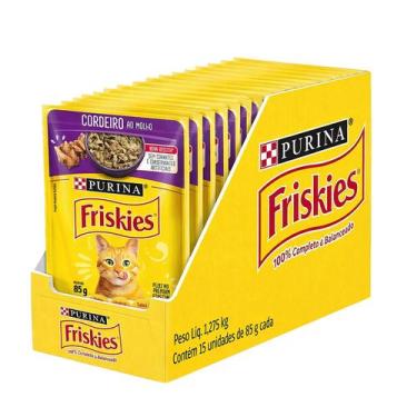 Imagem de Ração úmida Friskies Sabores Variados para Gatos 15x85 g, Cordeiro ao 