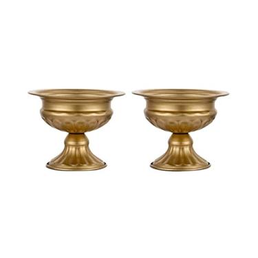 Imagem de U5GAAALPPQ9 Vaso decorativo de metal elegante, decoração de festa de casamento, cerimônia de aniversário, decoração de casa, sala de estar, ornamentos de mesa (2 peças) Vaso de flores